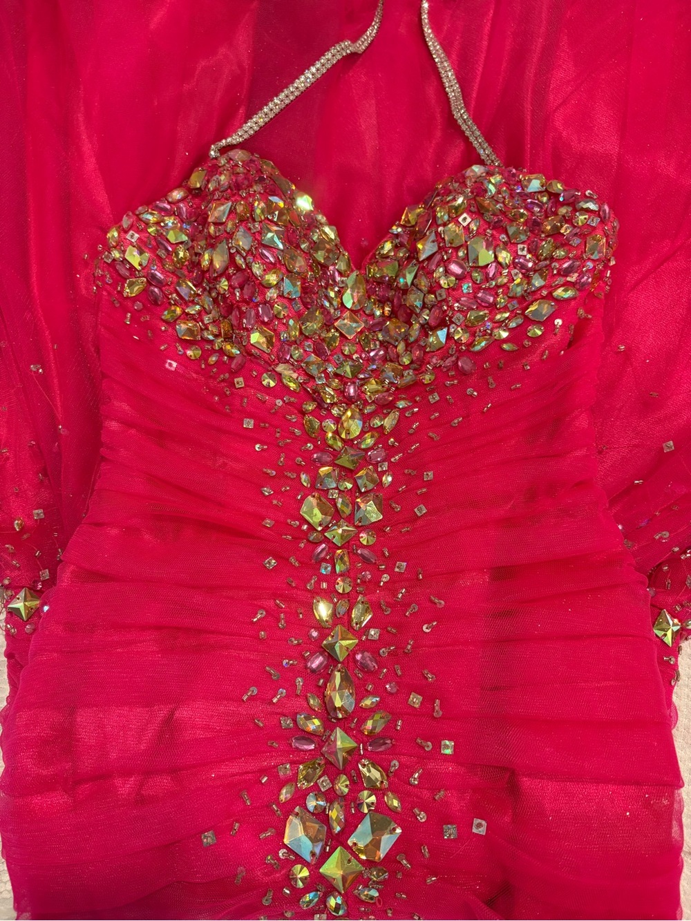 Jovani Vibrant Pink Satin Gown